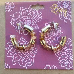 New By the way. Gold and Tan Beaded Earrings